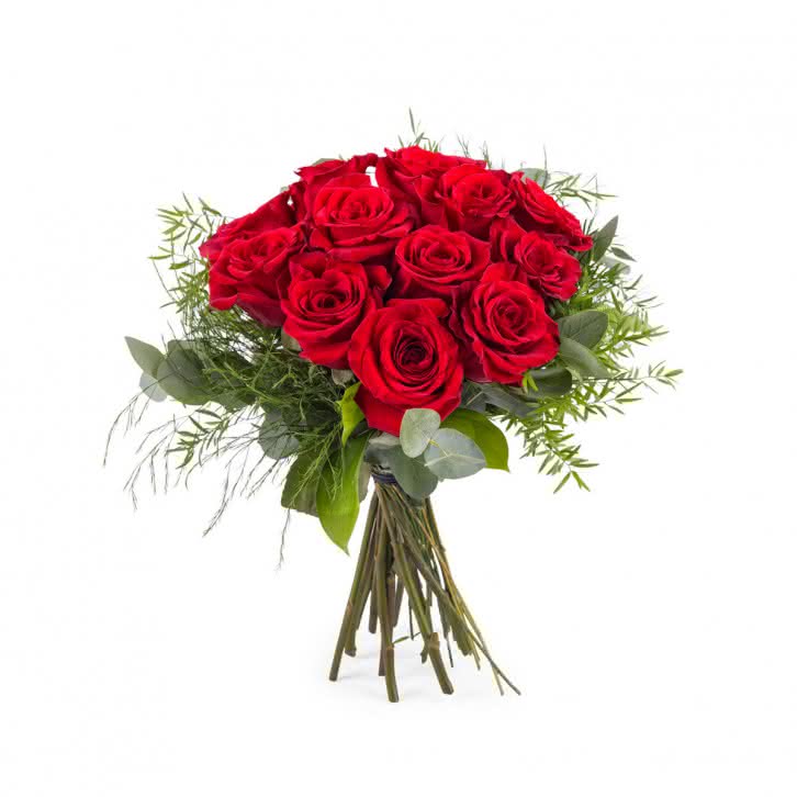 Deseo, 12 Rosas Rojas de Tallo Corto
