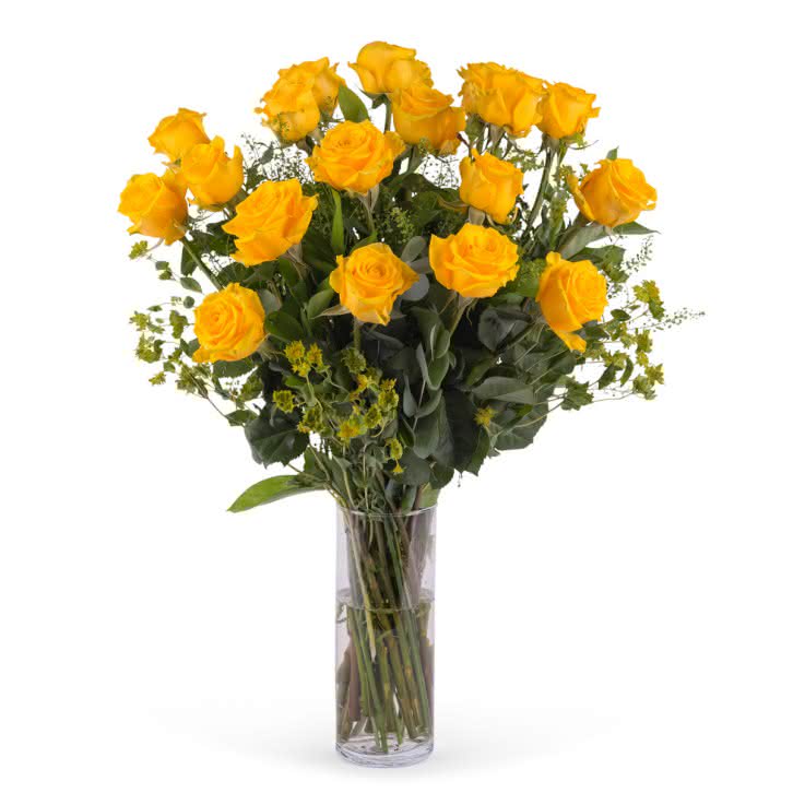 Impulso, 18 Rosas Amarillas de Tallo Largo