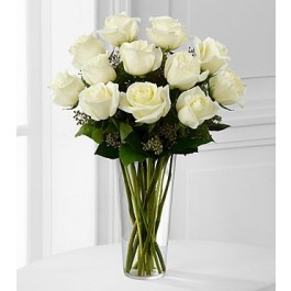 The White Rose Bouquet by FTD® - VASE INCLUDED, The White Rose Bouquet by FTD® - VASE INCLUDED