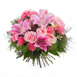 Mixed bouquet with roses and lilies, Mixed bouquet with roses and lilies