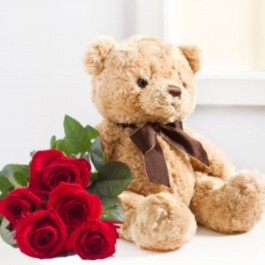 SEVEN RED ROZES AND TEDDY BEAR, SEVEN RED ROZES AND TEDDY BEAR