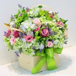 Mixed bouquet in container, Mixed bouquet in container