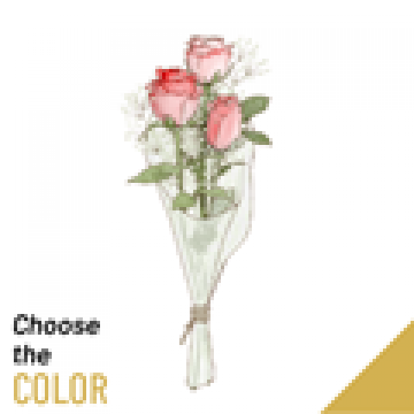 3 roses short stemmed, 3 roses short stemmed