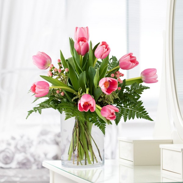 Amsterdam, Ramo romántico con tulipanes rosas