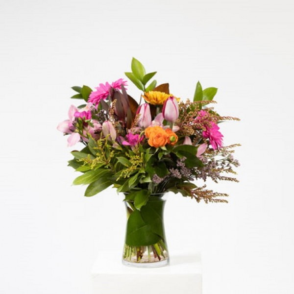 Florist Choice Bold And Bright Bouquet In Vase, Florist Choice Bold And Bright Bouquet In Vase