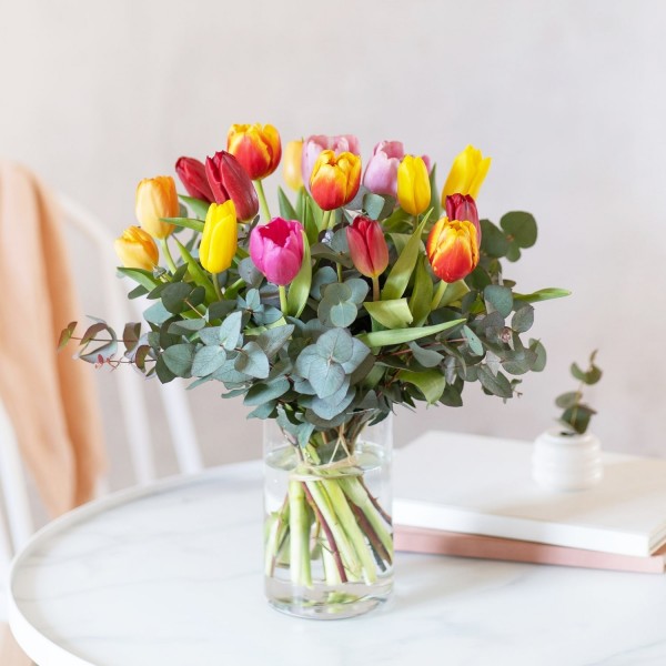Bouquet of mixed colour tulips, Bouquet of mixed colour tulips
