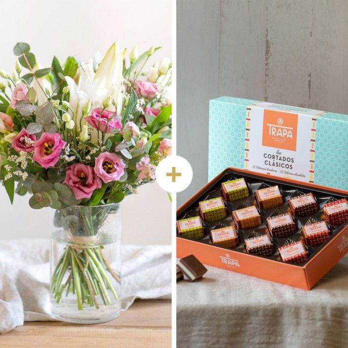 Pack: Enamorados + Trapa, Enamorados bouquet  y caja de chocolate Trapa