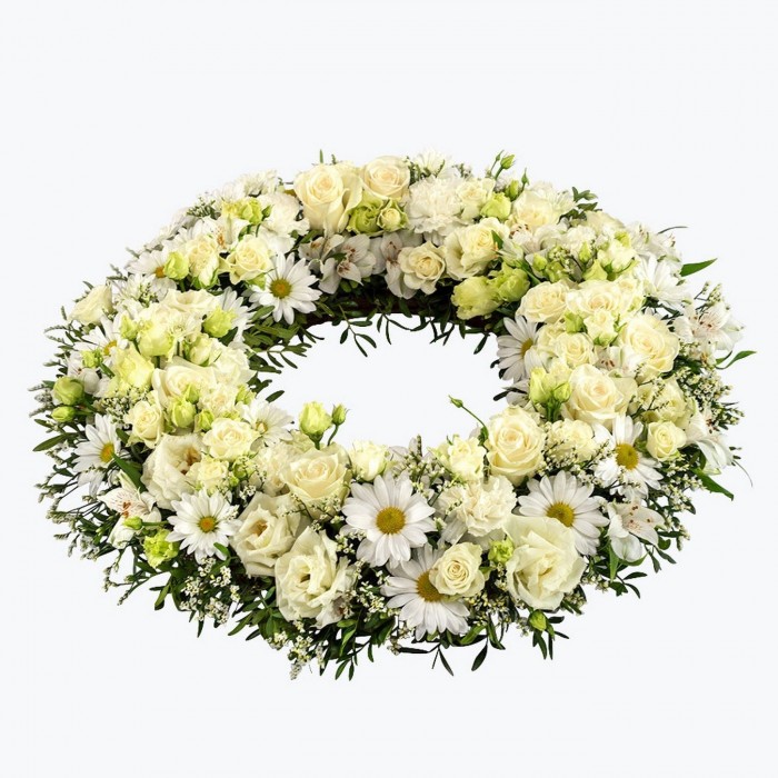 Funeral Wreath with texted ribbon, Funeral Wreath with texted ribbon